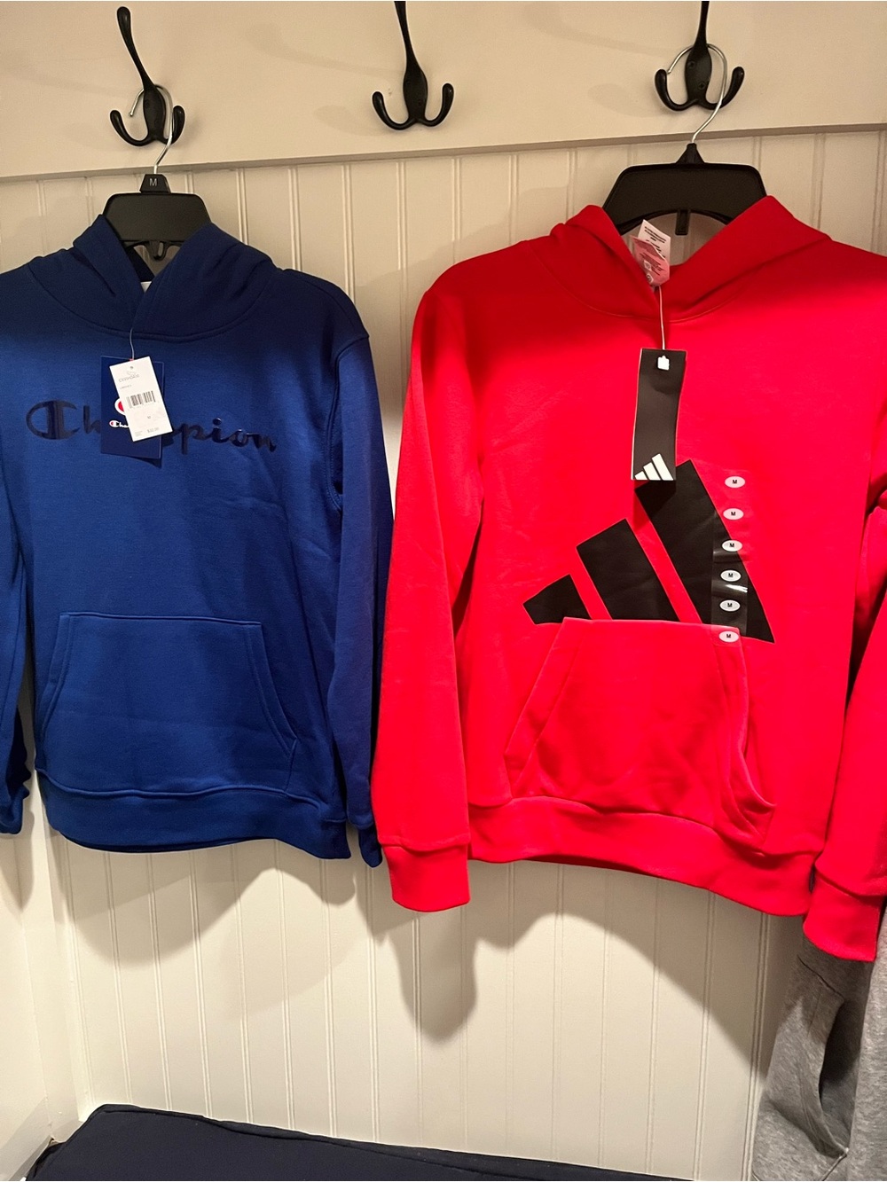 Adidas Champion Kid’s Red Blue Hoodie lot of 2- Pullover Sweatshirt size 10/12